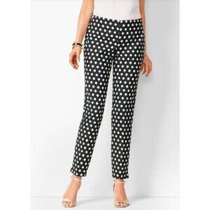 RSVP by Talbots Pants Womens 14 Black Dot Jacquard Chatham Ankle Pants Preppy